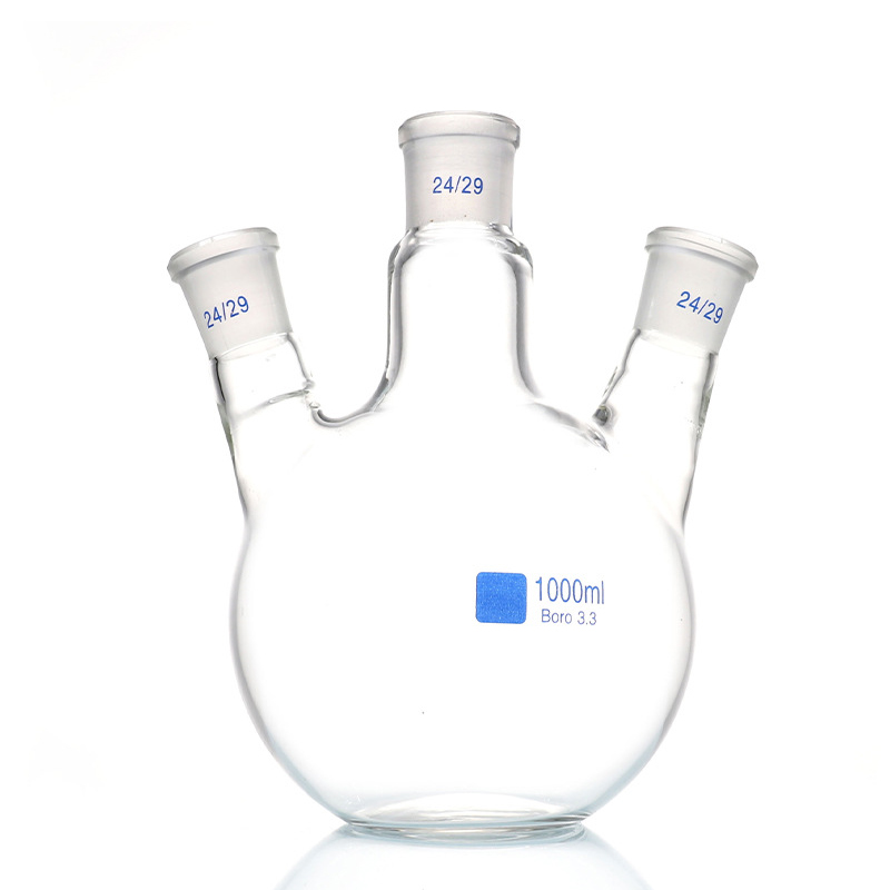 3-Neck Flat Bottom Boiling Flask - Boro 3.3 Glass 3-Neck Flat Bottom Boiling Flask - Boro 3.3 Glass