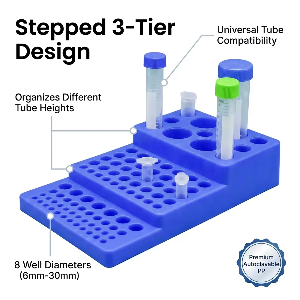 92-Well Stepped Centrifuge Tube Rack 92-Well Stepped Centrifuge Tube Rack